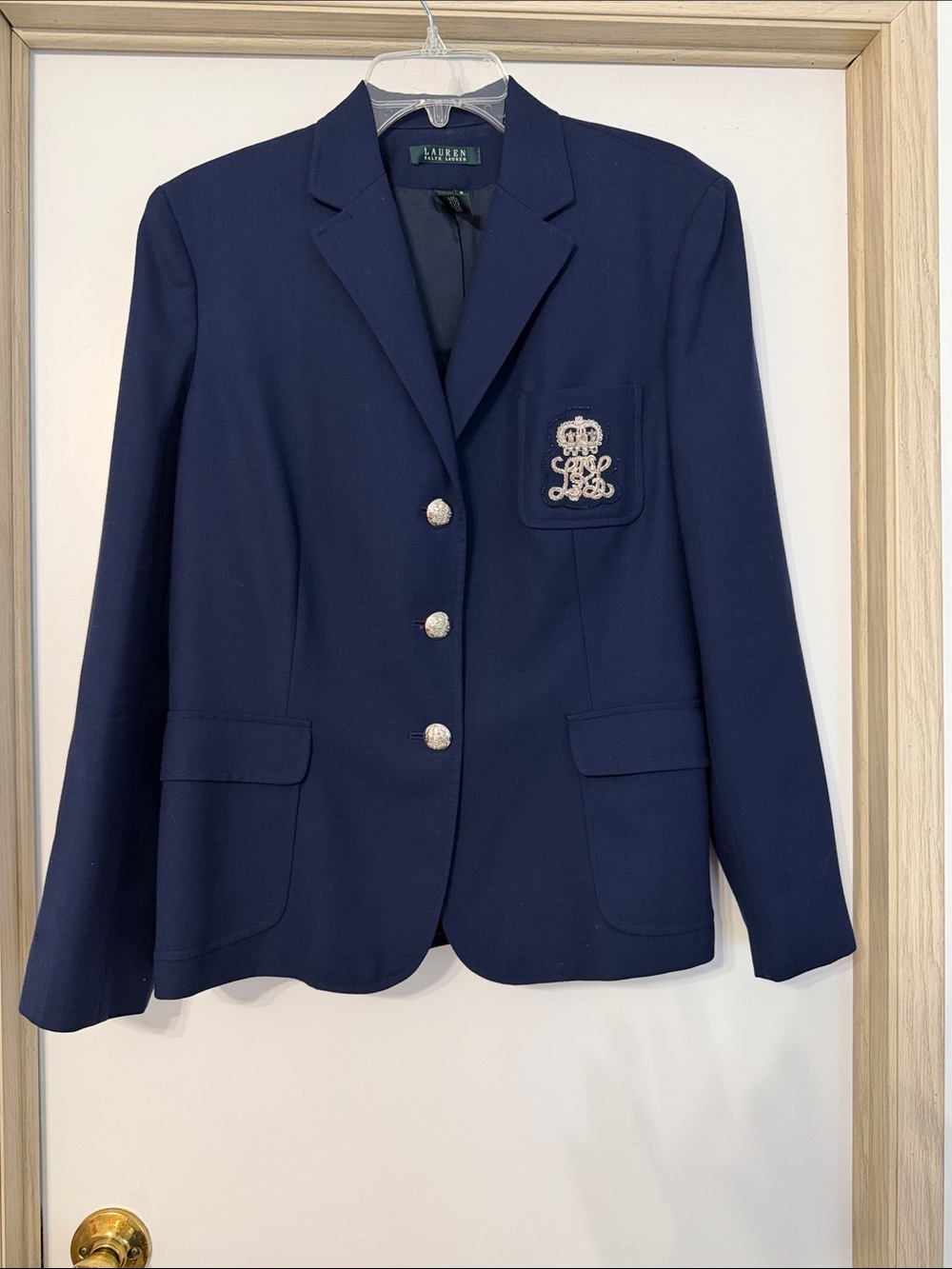 Lauren Ralph Lauren Navy Crest Blazer with Silver Buttons